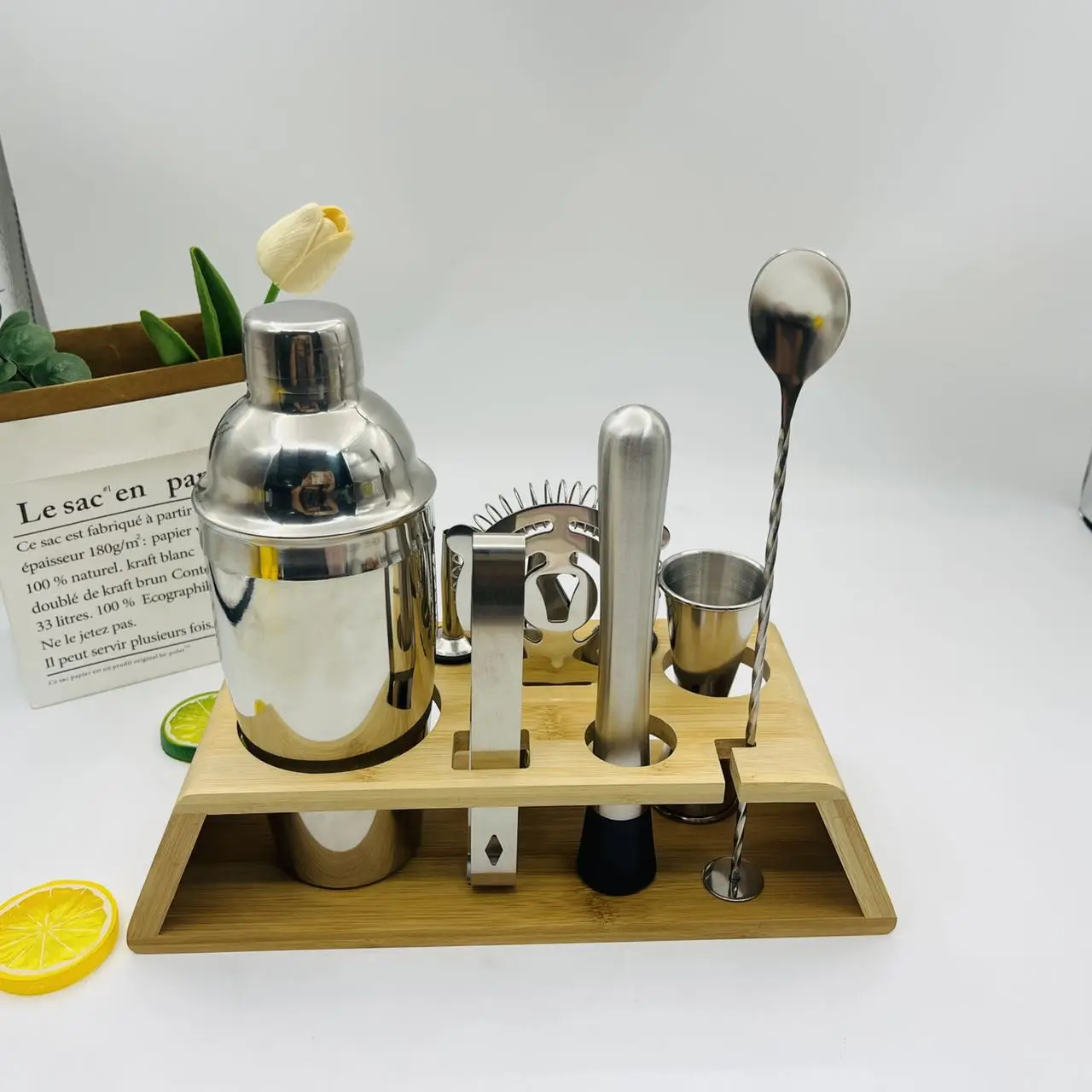 Wuyi Camol Factory Stainless Steel Cocktail Shaker Set Mixology Bartender Kit Bar Set 10 Pieces Cobbler Mixed Drink Shaker