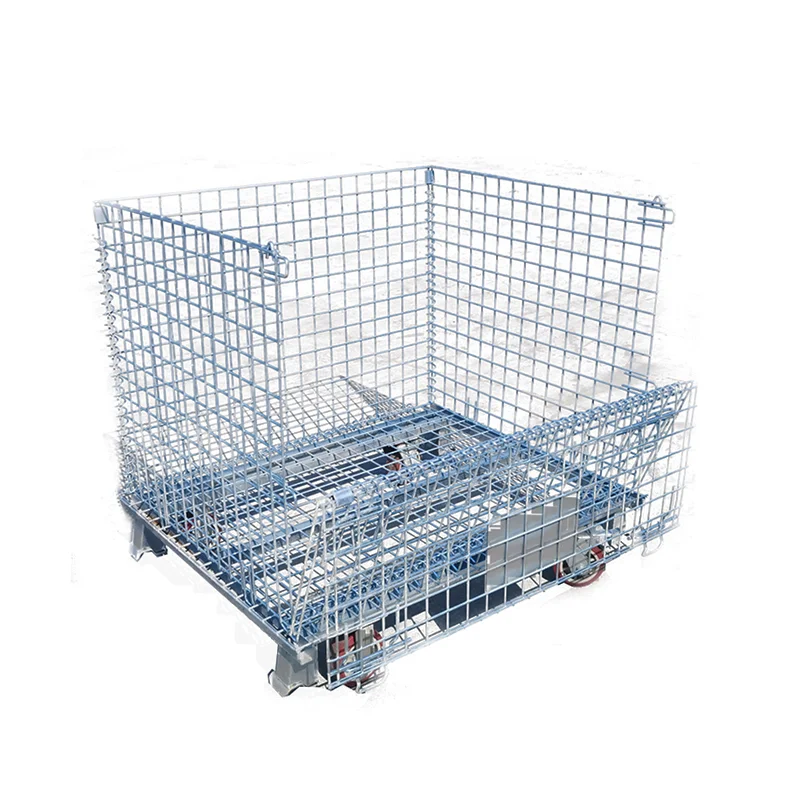 4 Wheels Steel Metal Cargo Storage Cage Wire Mesh Container