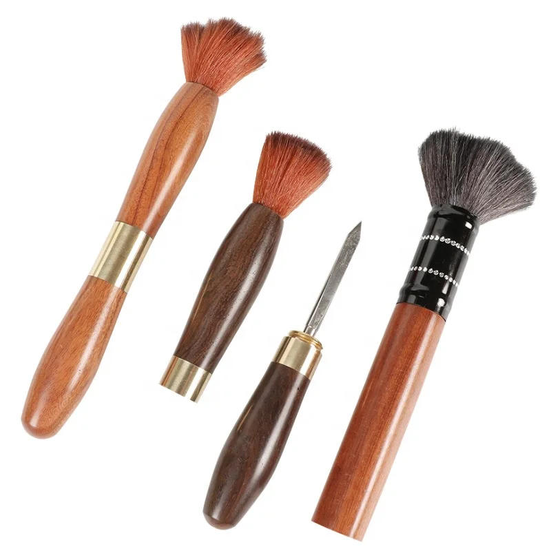 Wholesale wooden cleaning brush wood cup cleaner brush engraved LOGO teapot pen tea tray brush