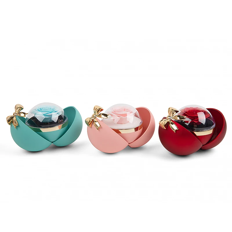 High quality christmas apple jewelry box drawer style proposal ring box eternal flower birthday gift packaging box