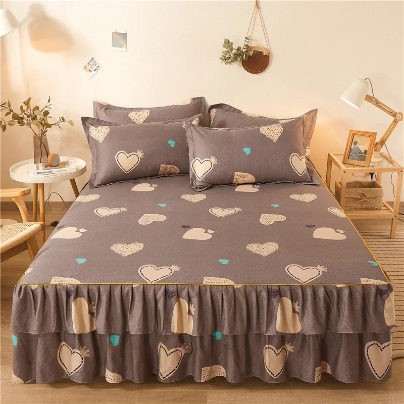 Bed Skirt Cover High Density Breathable Mattress Double Lace Single Sanded Bedspread In Cotton