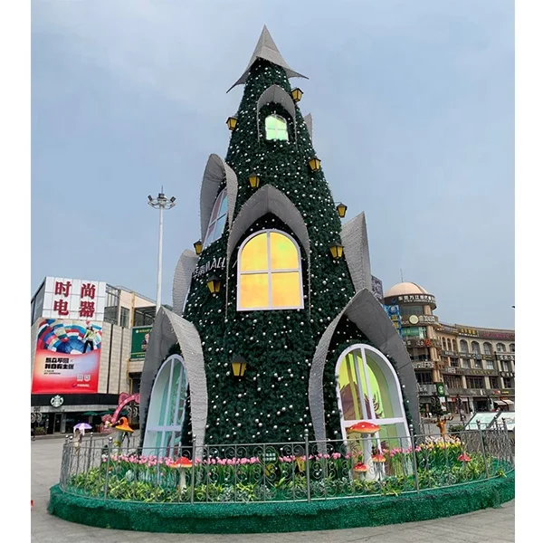 Creative Large Lighted Christmas House Tree for Square/Plaza Decoration