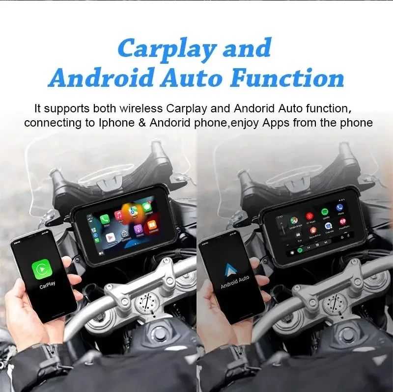 2.5D сенсорный экран 5 дюймов carplay для мотоцикла водонепроницаемый и анти-вибрации сильный кабель беспроводной монитор