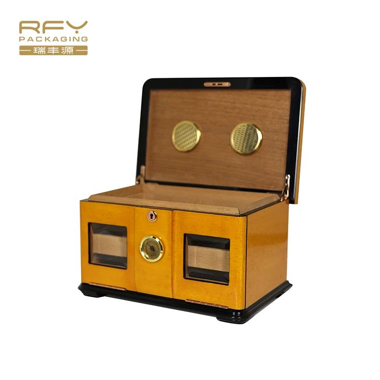 Luxury Custom large High Glossy Cedar Solid Wooden Cabinet Cigar Humidor storage Box