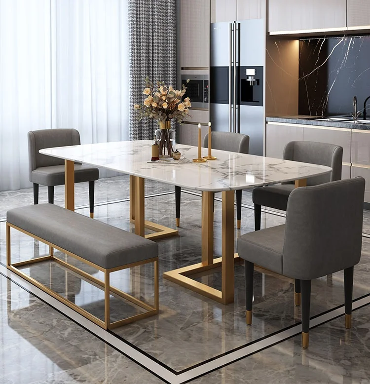 Marble dining table and chair combination modern simple small apartment household dining table