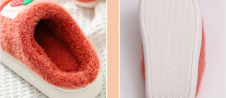 Plush Cute Children Thick Bottom Kids Cotton Slippers Autumn Winter Girls Boys Indoor Non-slip Fur Slippers