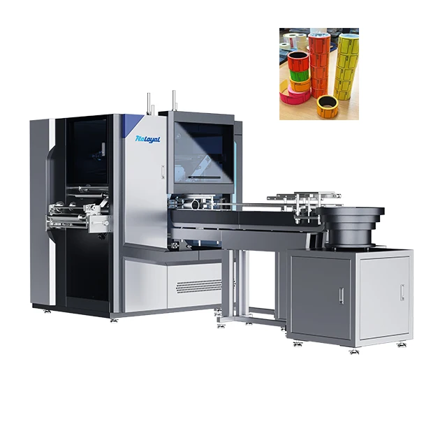 Full Automatic Glueless Type Label Rolls Turret Rewinder With Automatic Labelling