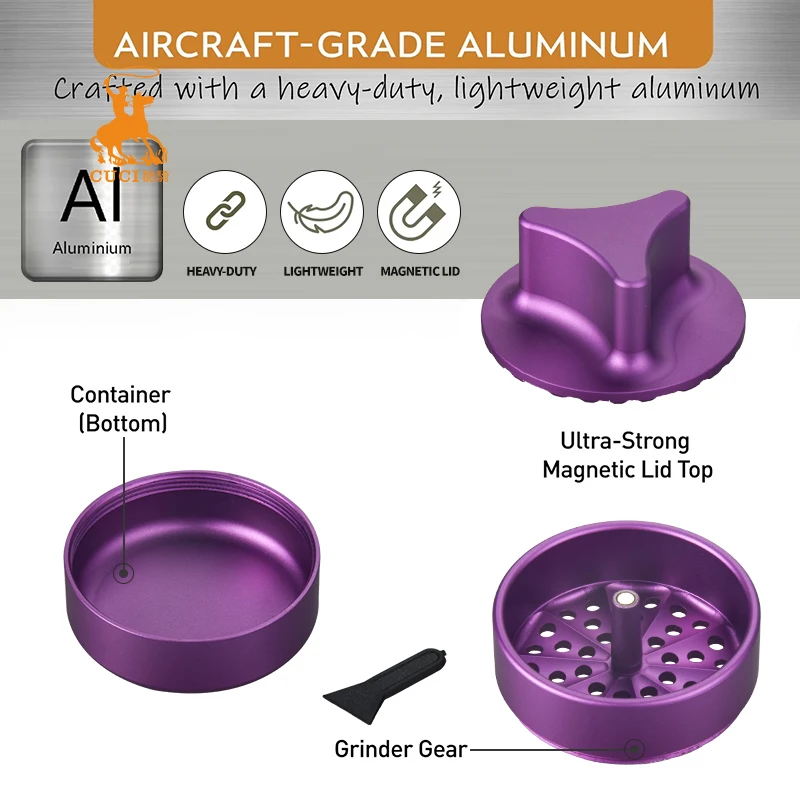 Mini grinder de metal aluminium tobacco smoking accessories 63MM