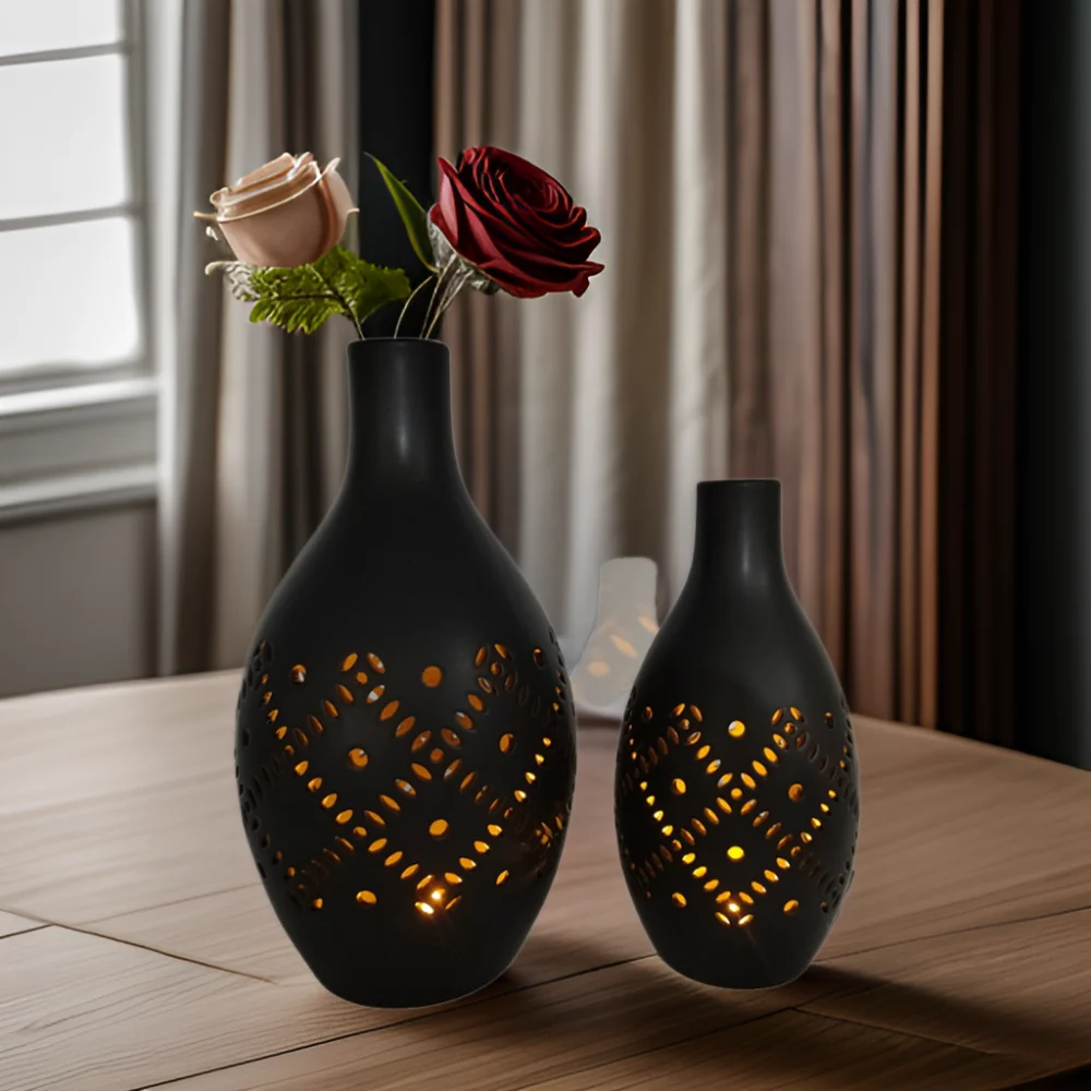 Nordic Style Minimalist Ikebana Vase Modern Ceramic Flower Vase with Opaque Glaze for Tabletop Home Decoration Anniversary