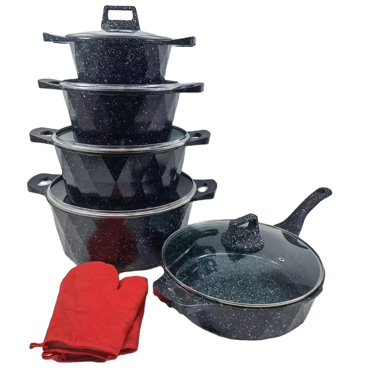 12PCS Pots and Pans Die Cast Pots and Pans Non Stick Casserole Frypan,cookware sets with heat resistant painting