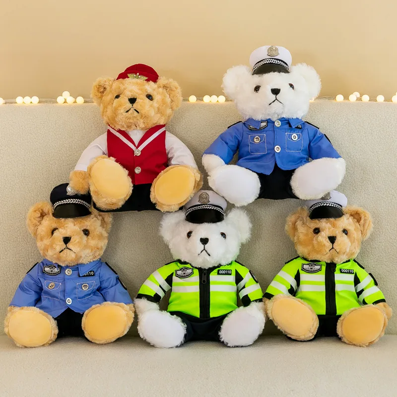 The latest traffic police teddy bear plush toy high quality exquisite plush animal uniform bear cute doll