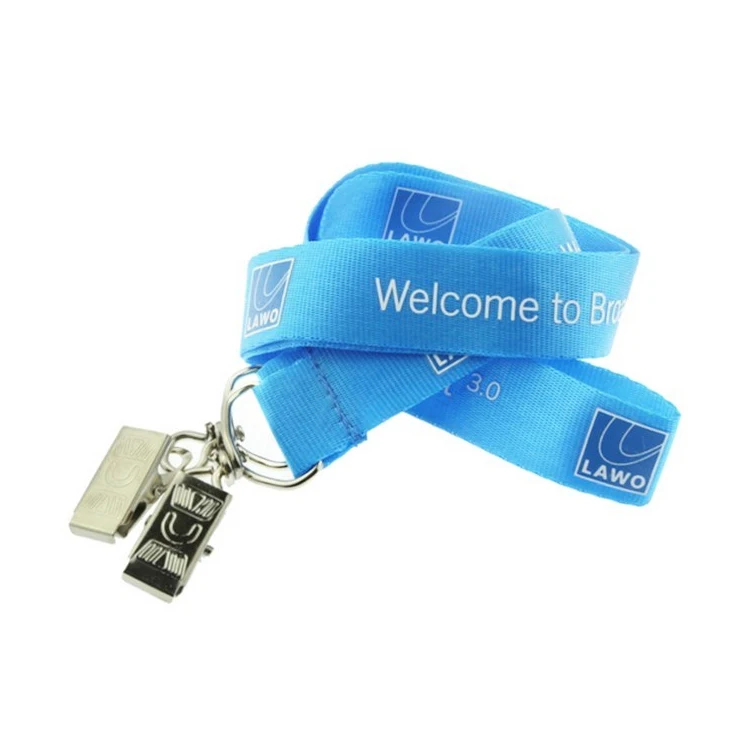 neck lanyard dye sublimation print 100% polyester for graduation gown collar decoration metal crimps for lanyards cord