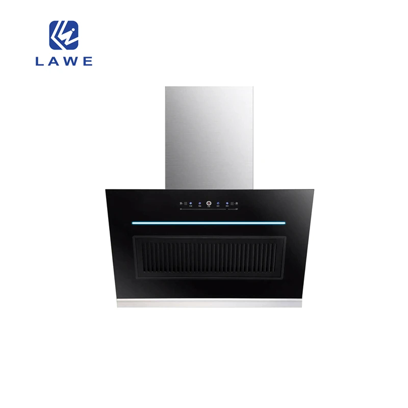 OEM hot selling kitchen hood Custom Wall mounted range hood 90cm side suction chimney Stainless steel body smart cooker hood