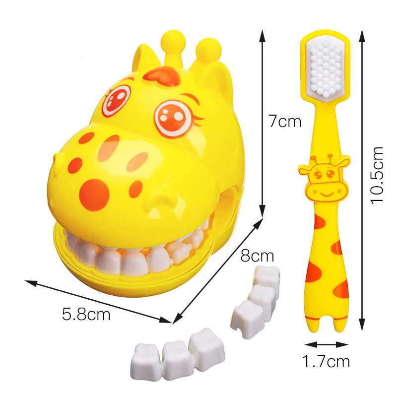 Cute Giraffe Modeling Dental Doctor Toys Role-playing Games Set Tooth Brush Pretend Play Hospital Kids Toys for Children Gifts
