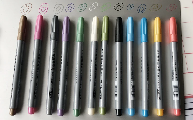 Fine tip water base assorted color large capacity ink metallic permanent marker