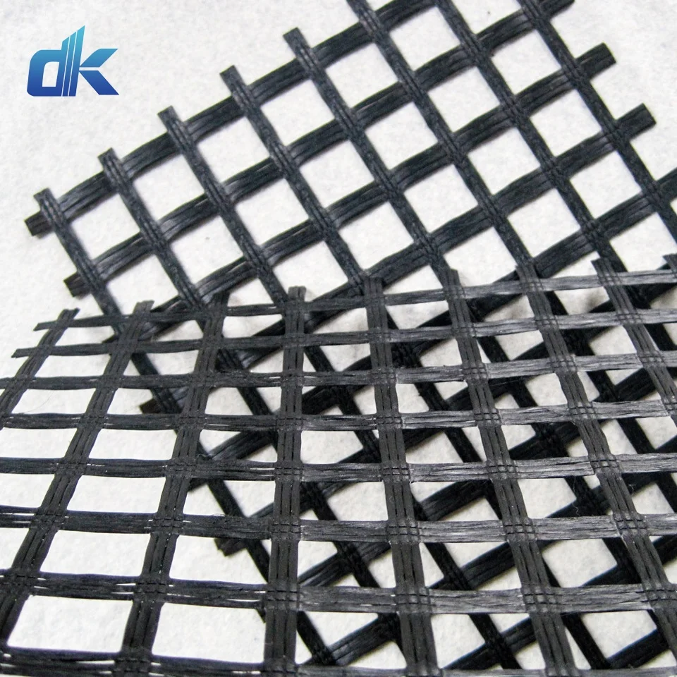 Dingkun high tensile basalt fiber mesh geogrid fiberglass geogrid coated bitumen 100-100kn/m geogrid