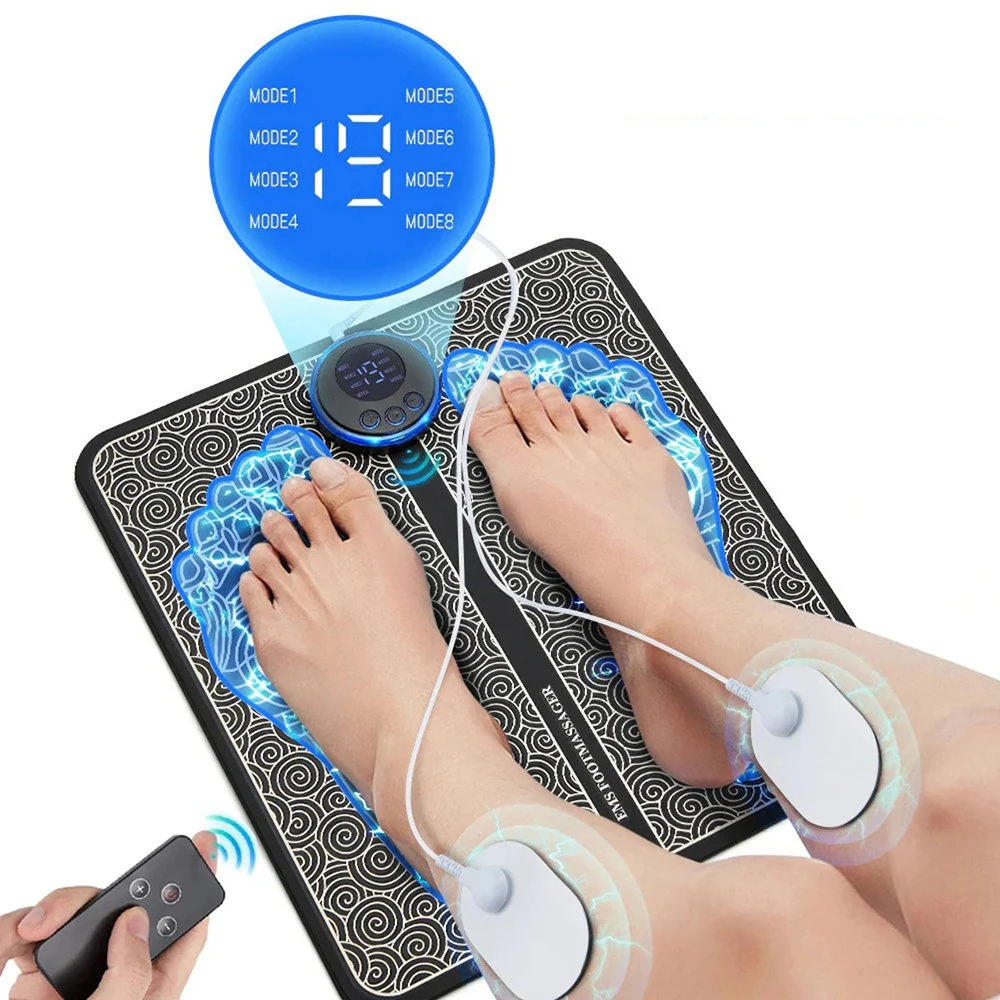 19 Level 8 Mode EMS Stimulator Foot Massage Pad Blood Circulation Muscle Stimulator EMS Foot Massager Mat With Remote Control