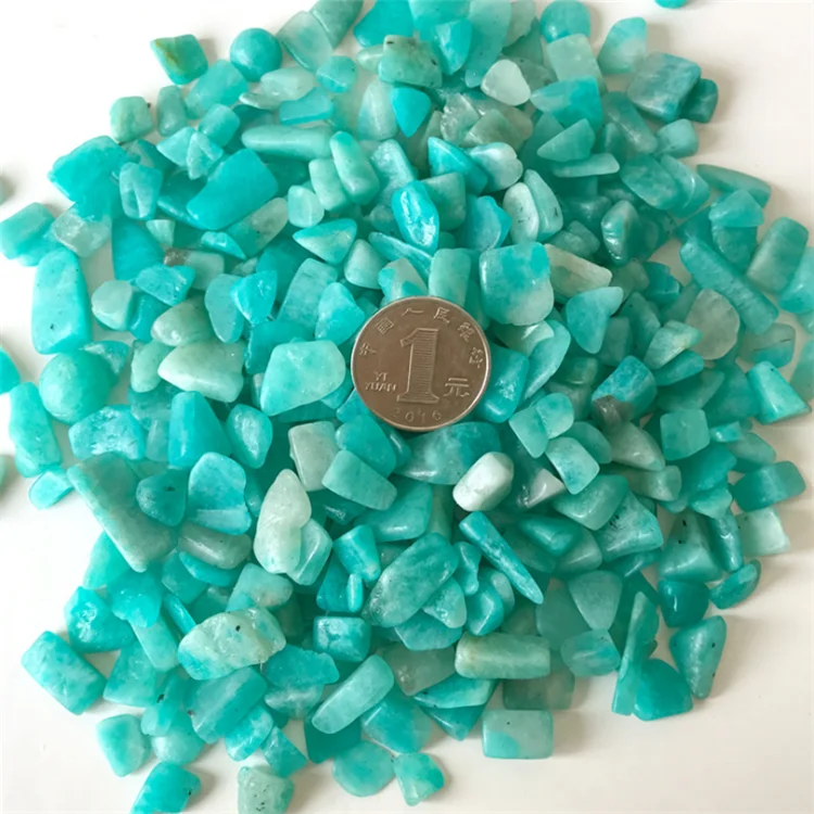 High Quality Polished Amazonite Tumbled Gravel Stones Home Decoration Customized Logo Love Gemstone Feng Shui Blue Love Lights