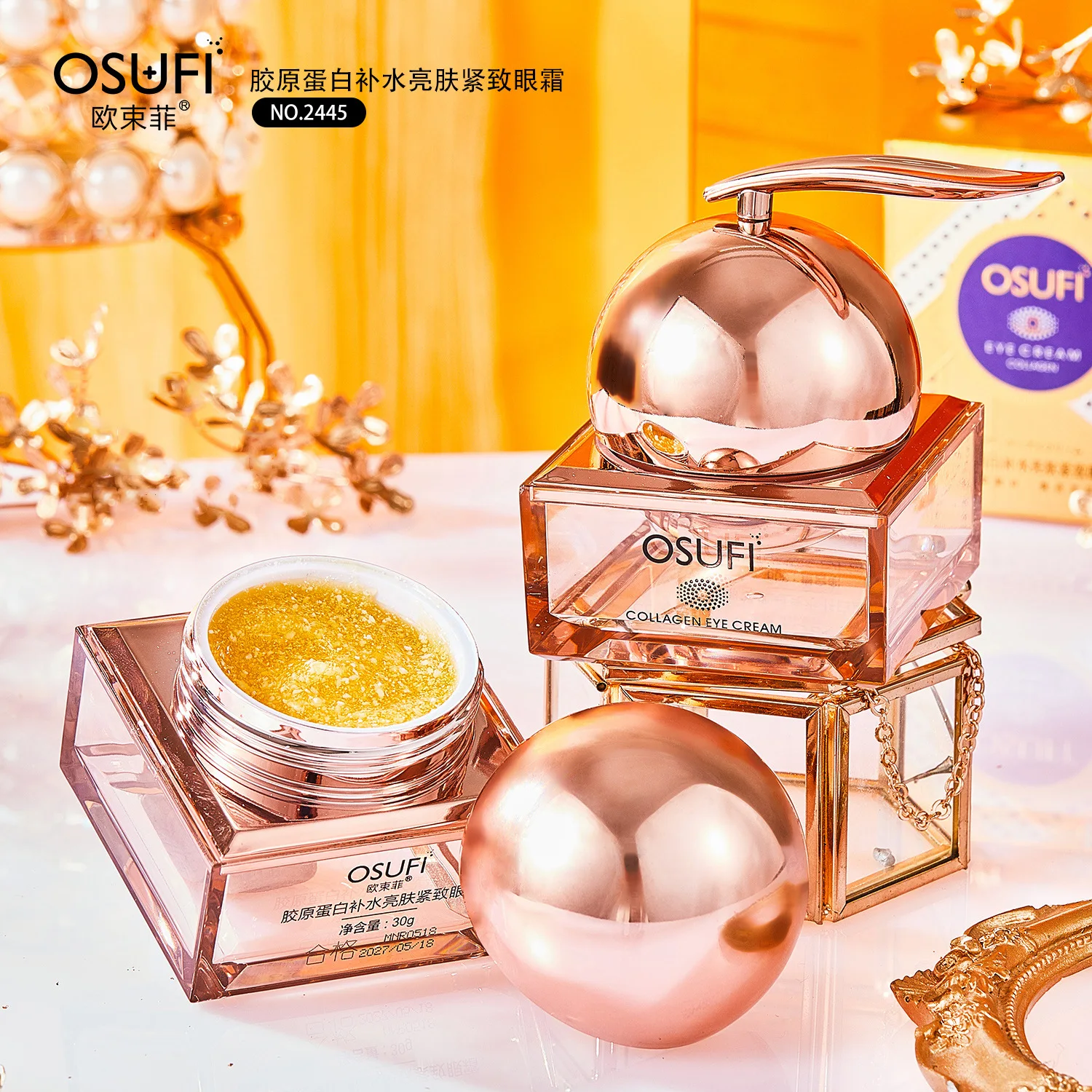 OSUFI collagen eye cream Whitening Brightening dark Circle Eyes Cream Moisturizing wrinkle reduce Eye Care 30ml