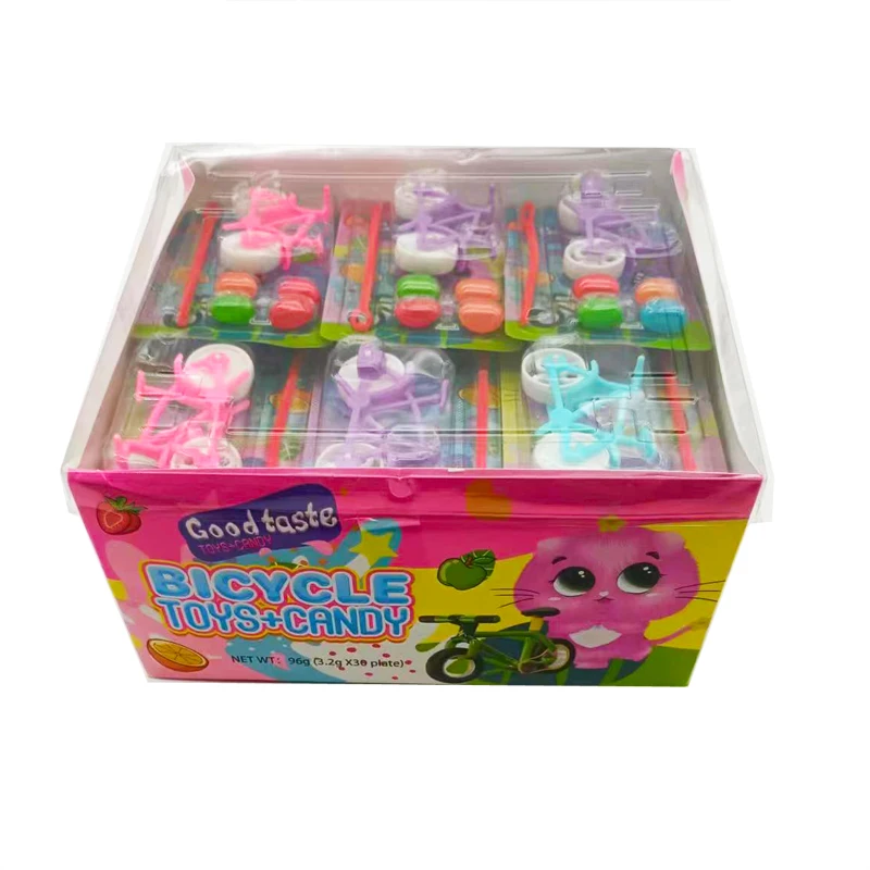 Chinese Wholesale OEM Ice Cream Shape Gummy Candy with Bicycle Toy Candy for Kids