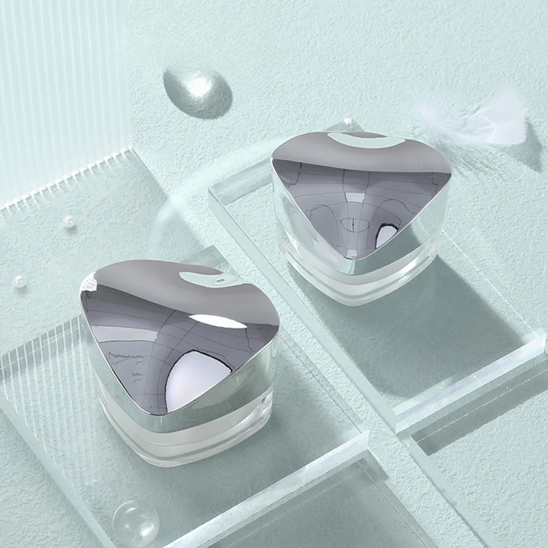 High Quality 30g 50g Silver Square Cream Container Empty Cosmetic Dipping Powder Double Layer Acrylic Plastic Jar