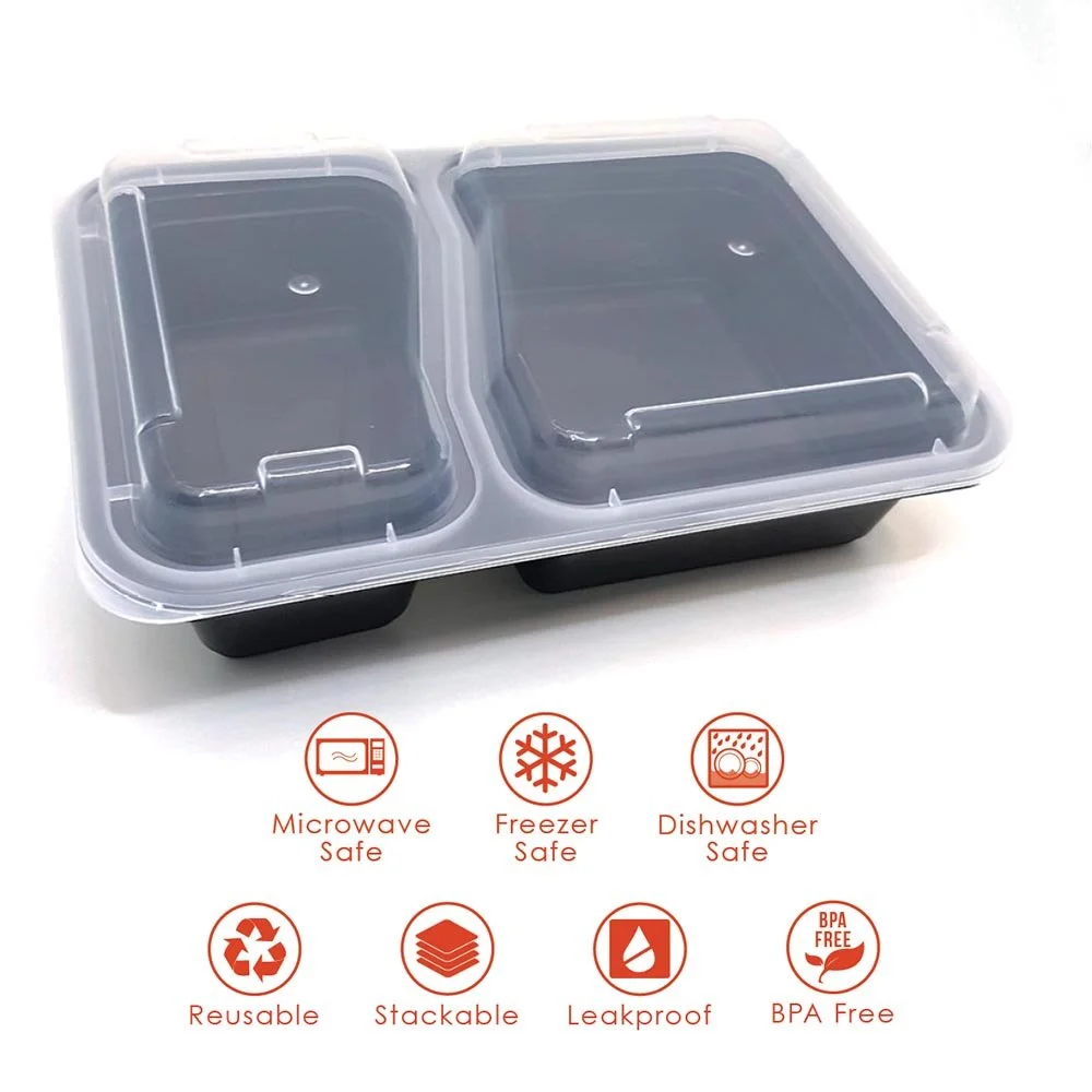 Best Seller on Meal Prep Containers 10-Pack 2 Compartment BPA Free Food Storage Container Freezer & Dishwasher Safe