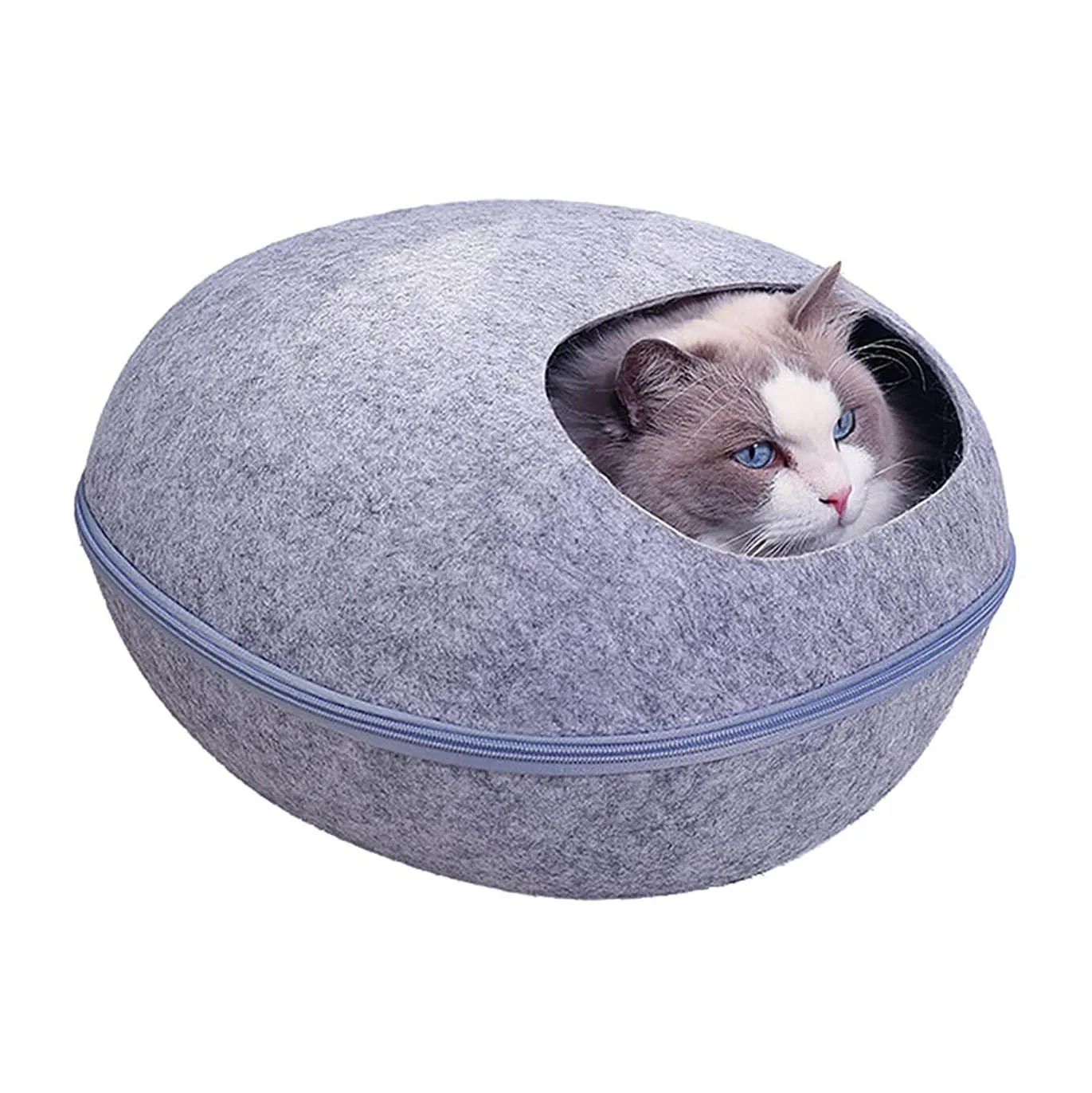 Handcrafted Eco-Friendly Felt Cat Cave Bed for Indoor Cats and Kittens
