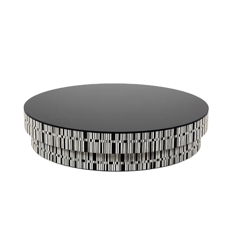New in 2022 Cheap luxury modern glass coffee black round glass tables and chairs set for shops