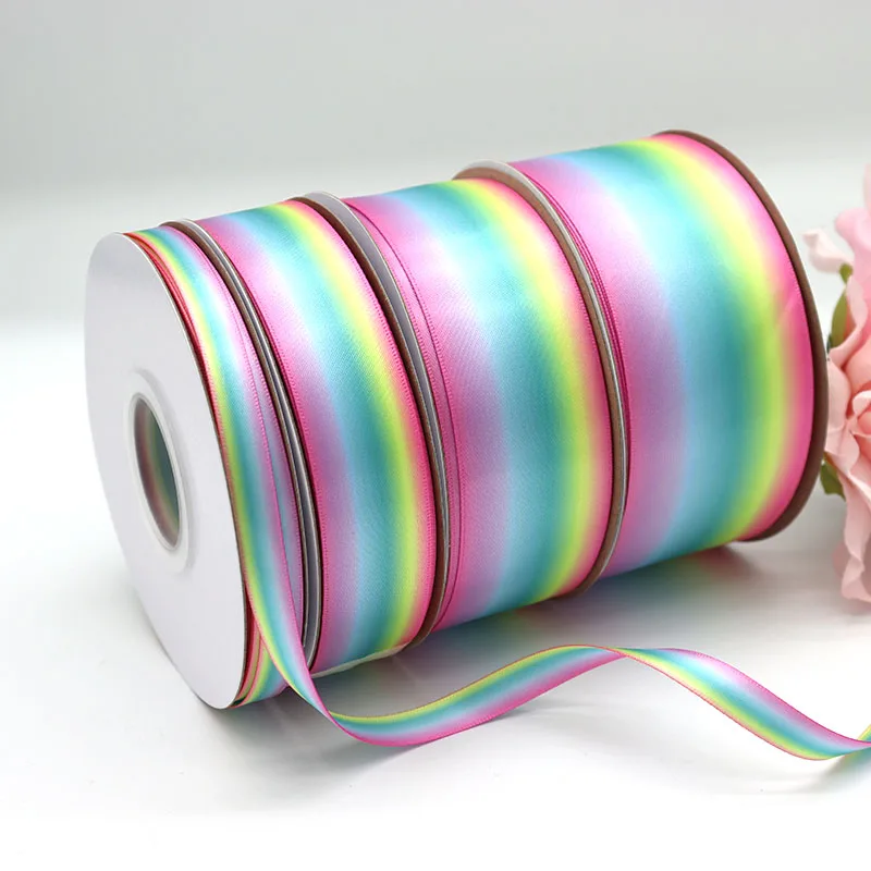 Rainbow Ribbon Shiny Satin Ribbon For Ribbon Bows 100yards