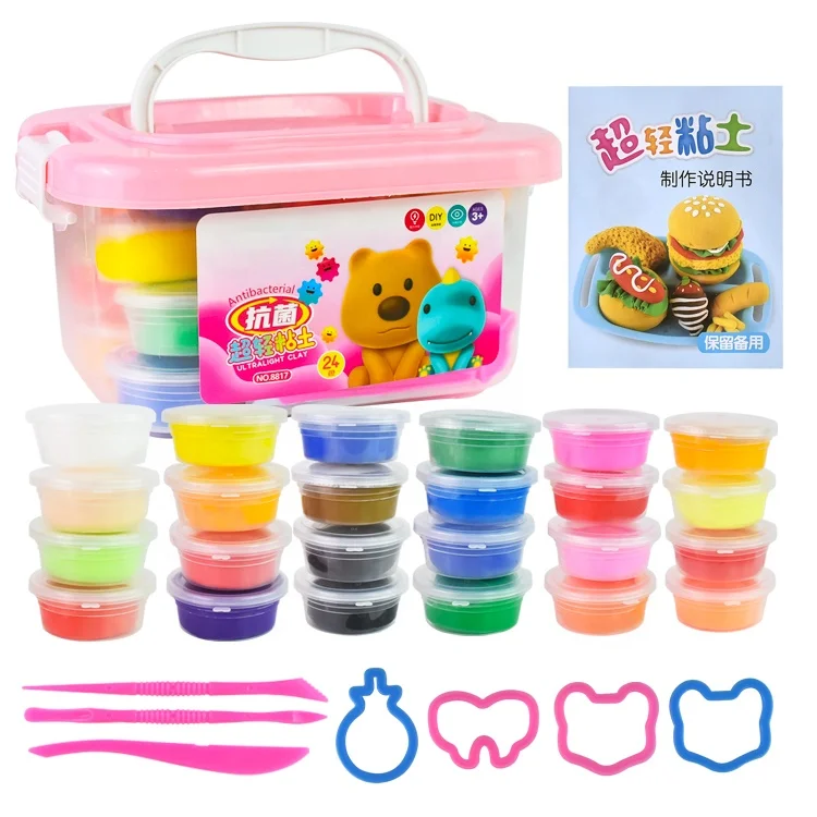 super light colored paper clay for kids tools cutter air dry soft toys modeling set kit polymer