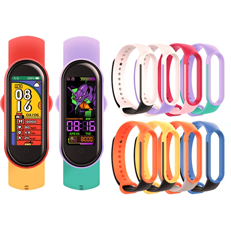  Ремешок Belden для Xiaomi Mi Band 5 6 спортивный мягкий силиконовый сменный двухцветный браслет