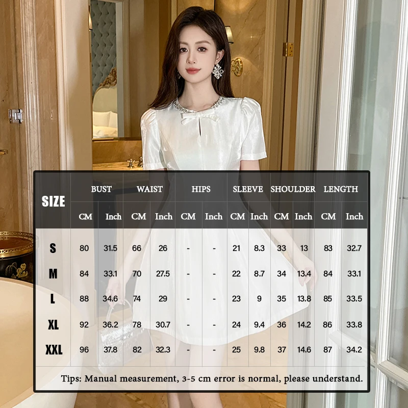 ZYHT 21309 New Arrival Party Wedding Guest Elegant White Short Puff Sleeve A-line Casual Short Mini Dress for Women