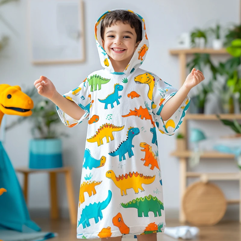 Hot Selling printing Custom Beach Swim Quick Drying Cartoon Kids Poncho Children Hooded Beach Towel