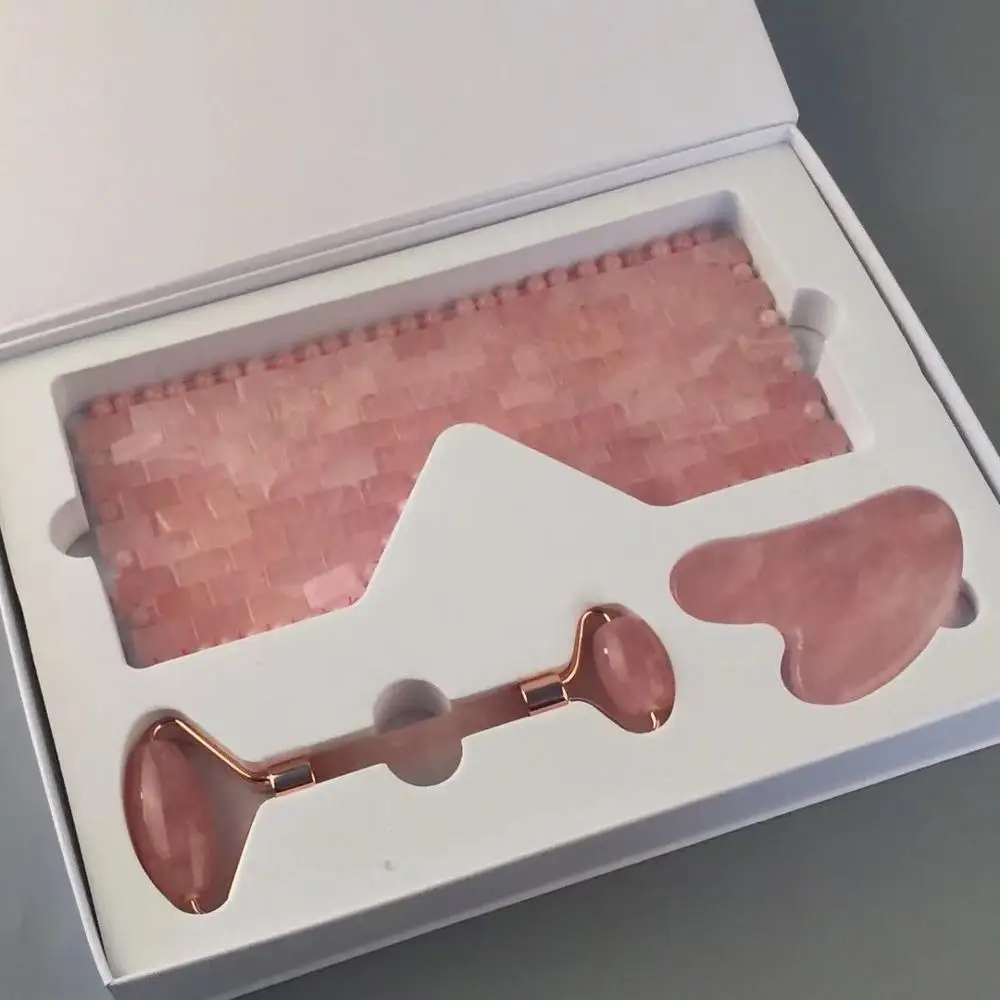 2021 popular natural jade stone jade roller gua sha massager jade sleep eye mask massager with box packing