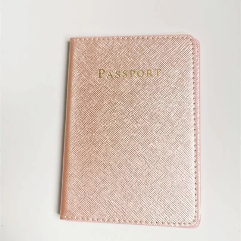 Wholesale custom logo Bright Edge process High-end pink Grainy leather travel  passport cover
