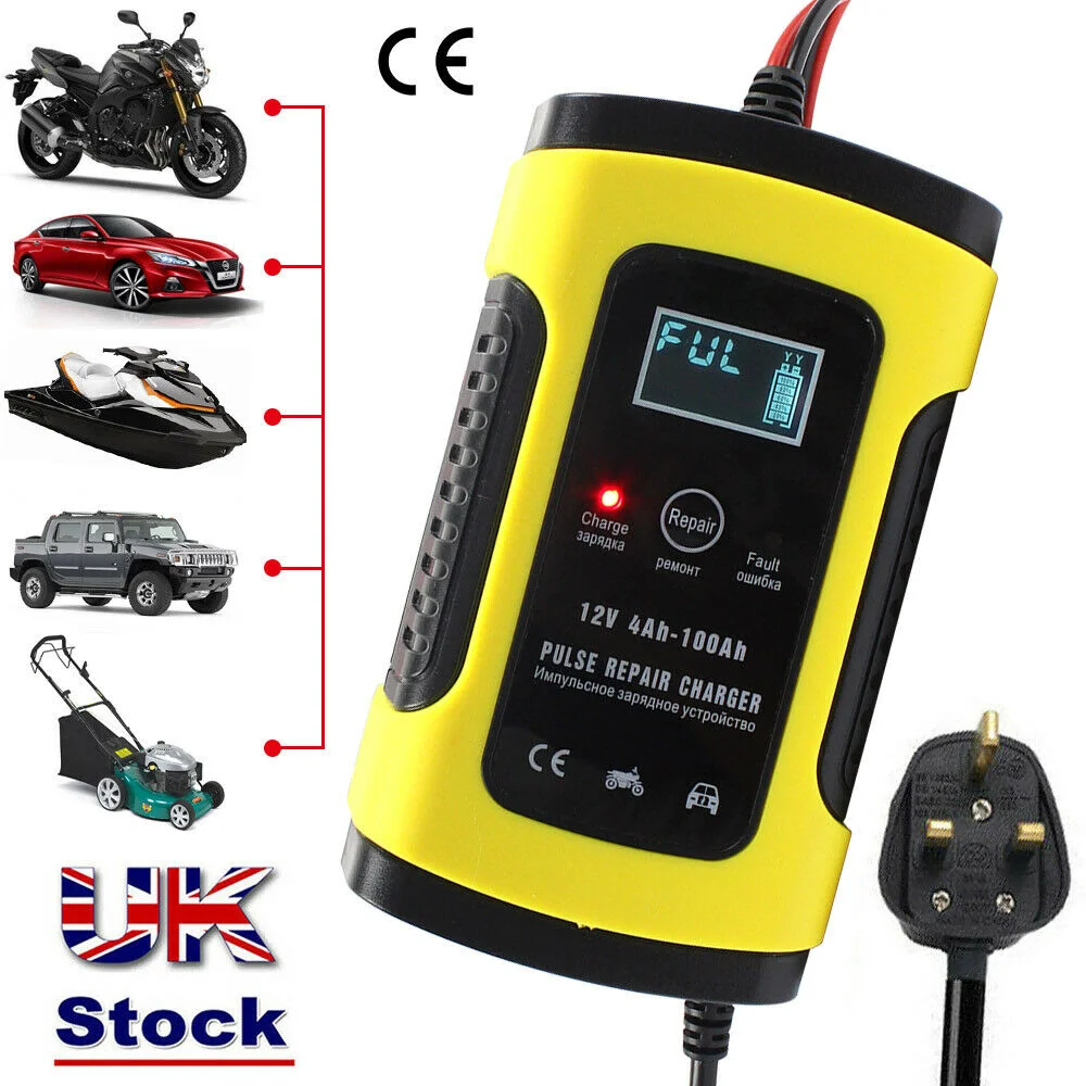 12V 5A 6A motorcycle Car Battery Charger Pulse Repair Lead acid EU US UK AU 3-STAGE Automatic Charging For Charging AGM GEL SLA