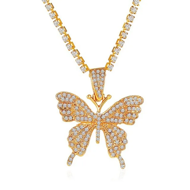SUYAN Factory Price hot sales hip hop necklace chain choker necklace shiny butterfly pendant necklace