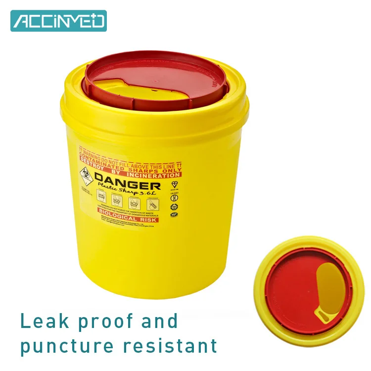 Factory Price Medical Hospital Waste Plastic Box Leak Proof Biohazard Disposal Round Sharps Container 4L