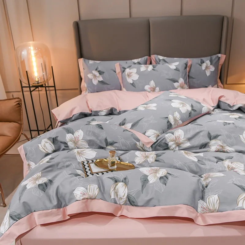 wholesale embroidery 100% cotton sleep aid plants/flowers design comforter sets bedding luxury