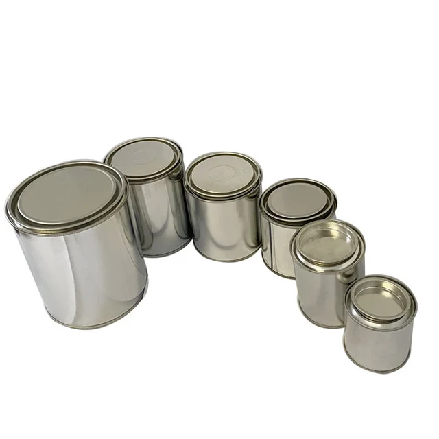 500ML/1L/2L/3L/4L/5L Empty Round Sliver Metal Paint Tin Can With Lids Tin Can Packing
