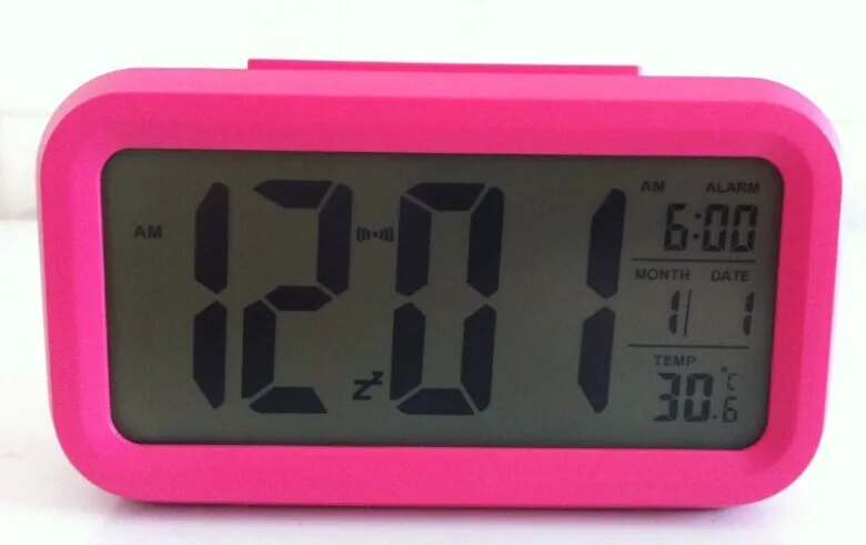HOT  sale  Digital Alarm Clock   LCD Display Snooze Electronic Clock  Sensor Nightlight Office Table Clock