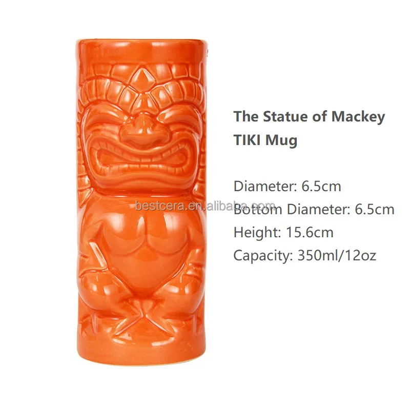 Promotion Hawaii Tiki Mugs Cocktail Cup Skull Mug 13oz Color Glazed Ceramic Tiki Beer Mug 