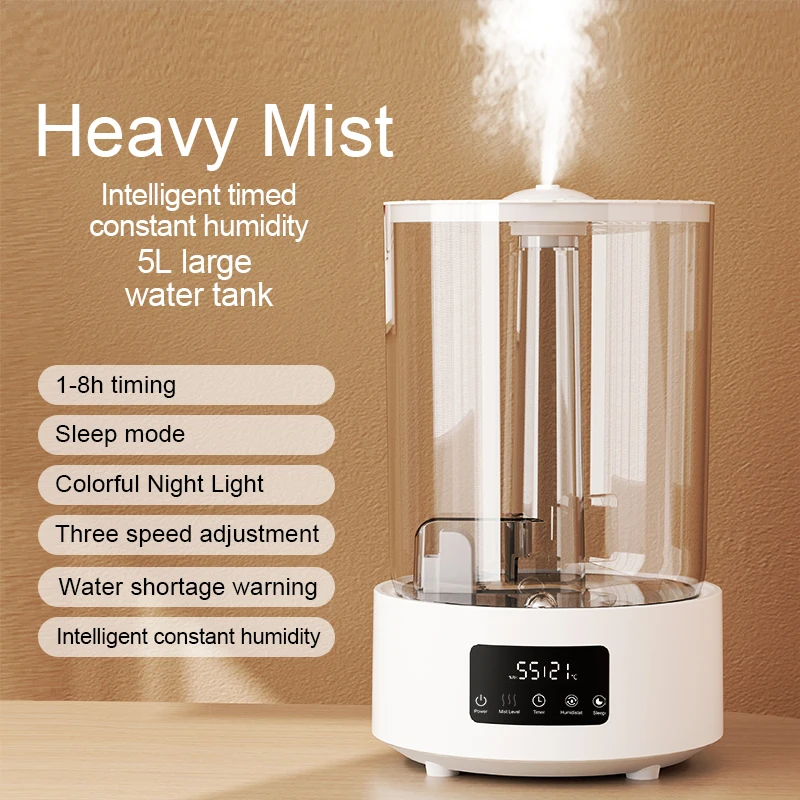 Smart Wifi App Control Humidificador 5L Transparent Water Tank Essential Oil Diffuser Mist Air Humidifiers With Timer