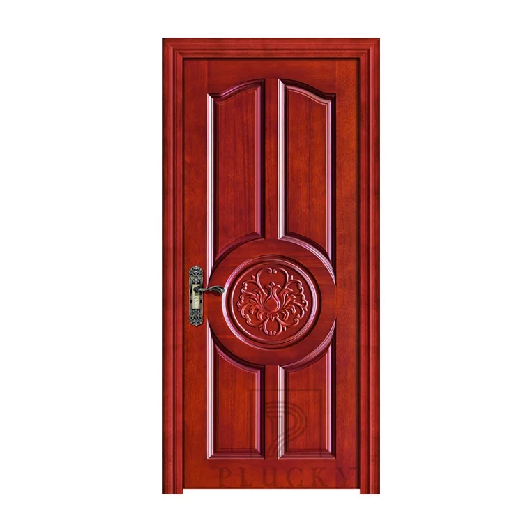 Customized Stained Finish Natural Solid Wood Interior Door with Frame From China