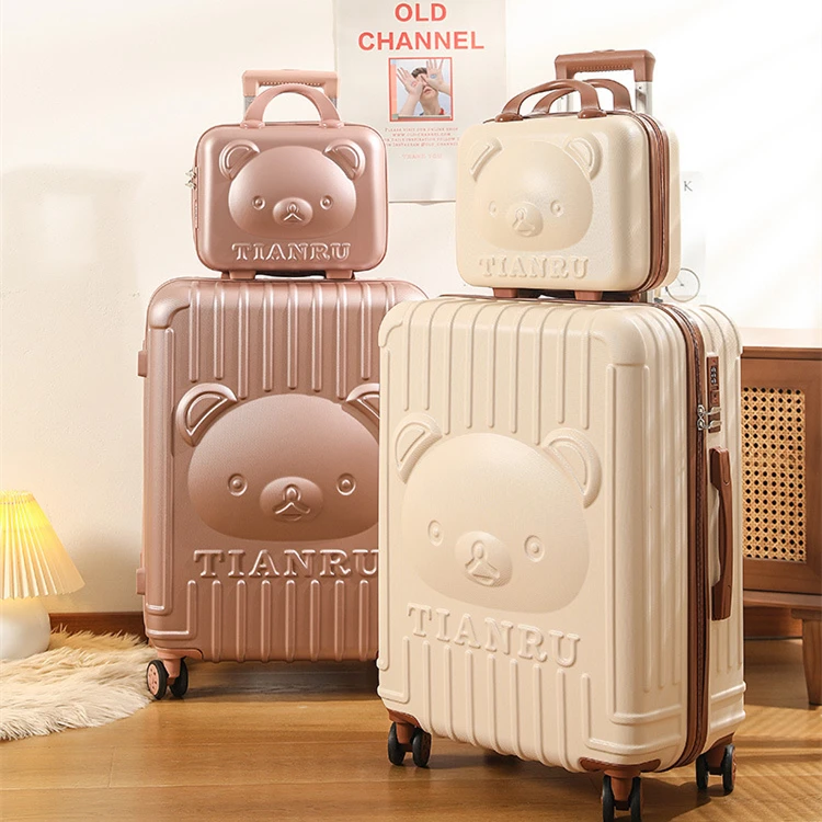 2PCS/SET fashion Cosmetic bag 20/24 inch girl students trolley case Travel spinner Password luggage woman rolling suitcase