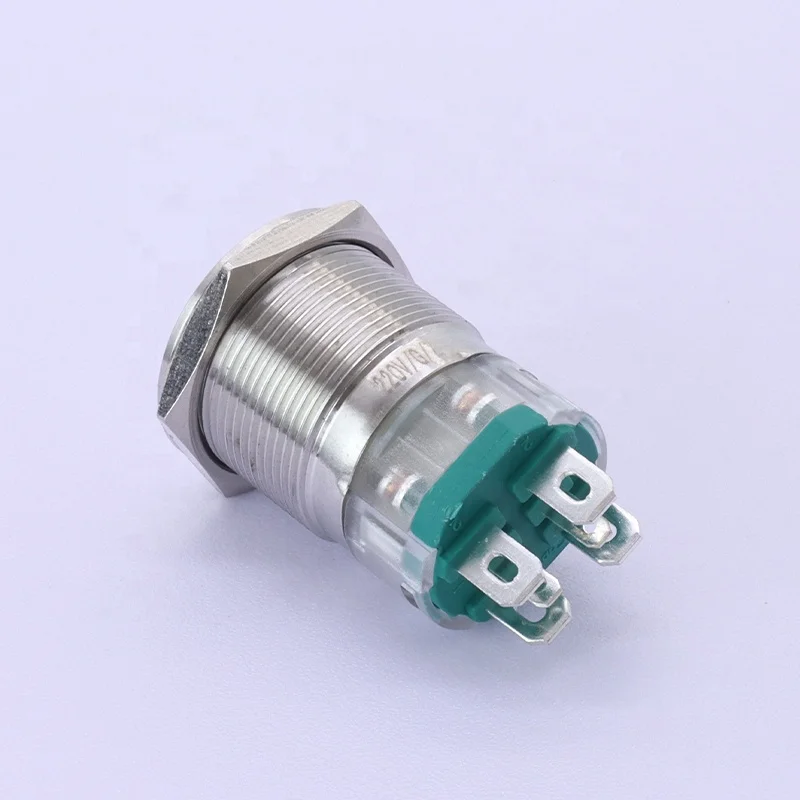 Power indicator22/25mm metal push button switch 16A high current self-resetting screw terminals welding feet waterproof switch