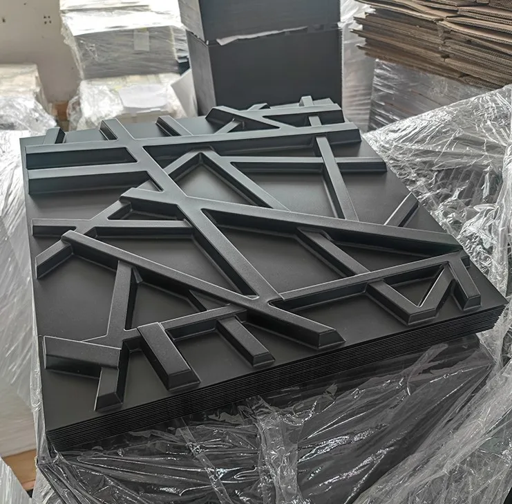 Friendly Interior Waterproof Black Bamboo shape 3D Pvc Wall Panels For Home Room Decor