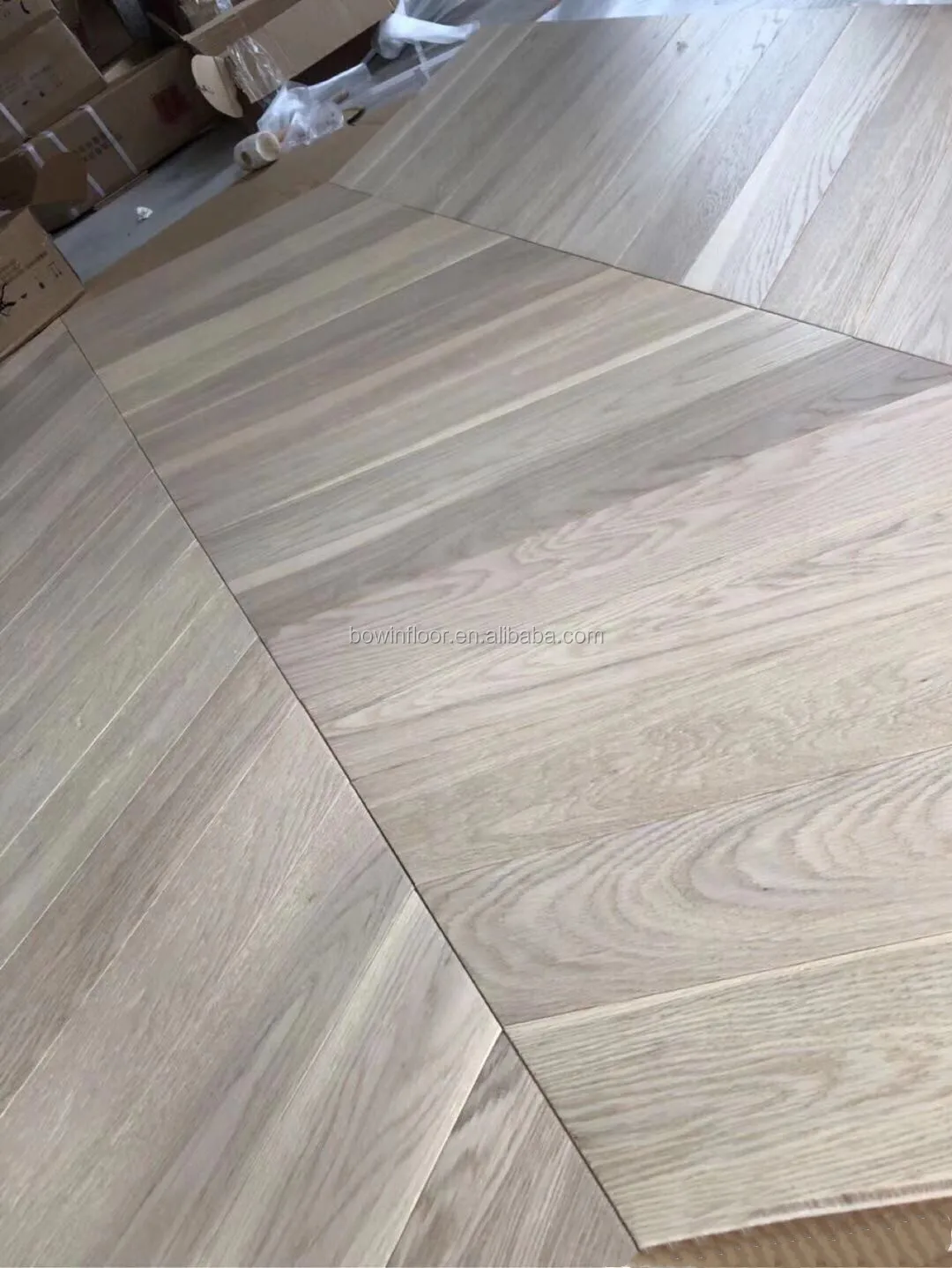European White oak engineered chevron parquet