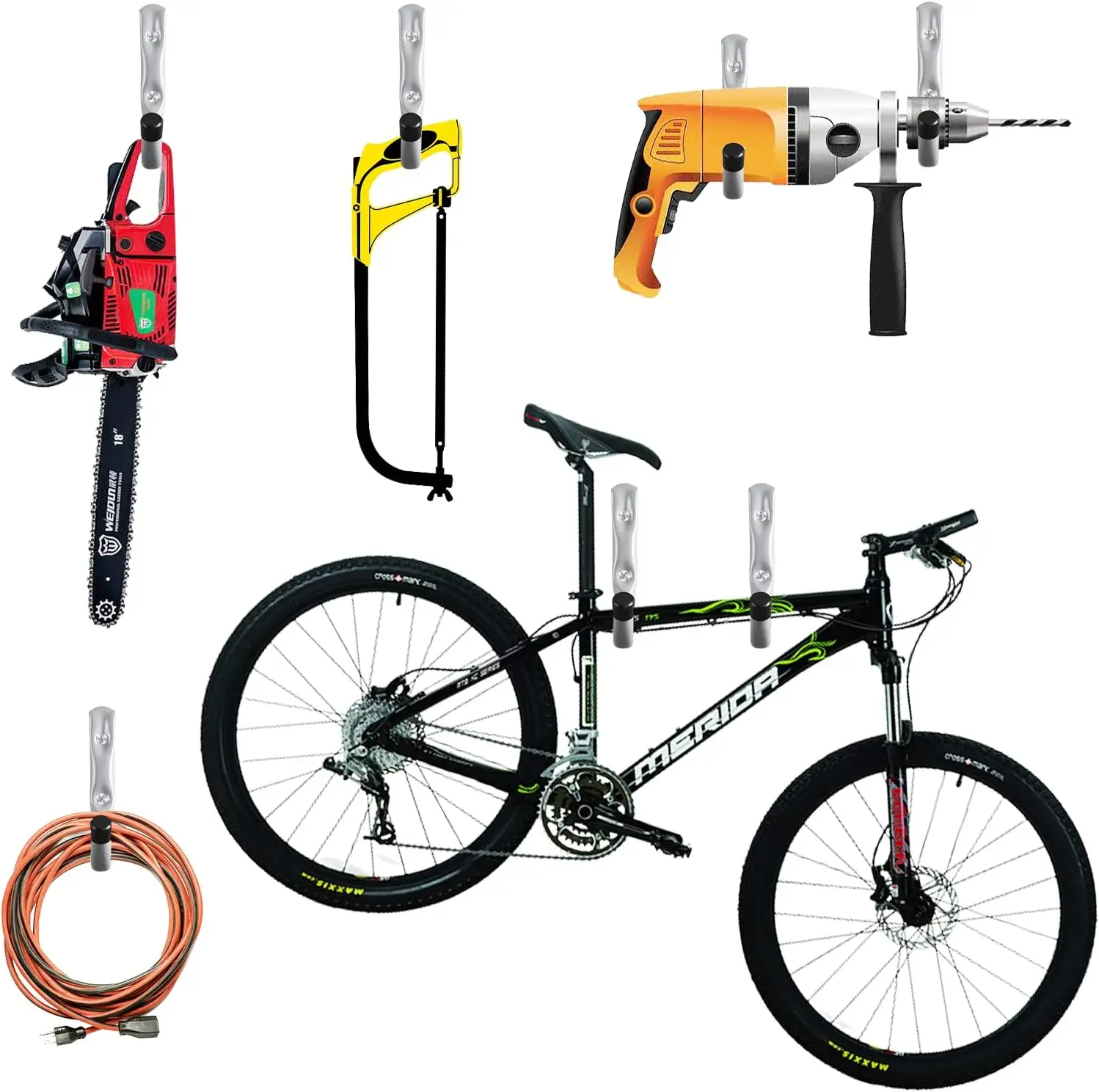 Black Spray Red Rubber Jacket Utility Organizer Heavy Duty Storage Wall Hangers Ladder Hooks For Garage Three Sizes