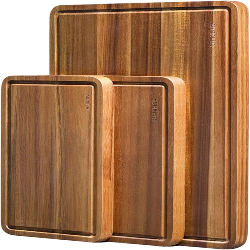 Customized Large Thick Acacia Wood Cutting Board Wooden End Grain Board For Kitchen Charcuterie Boards with Juice Groove Set